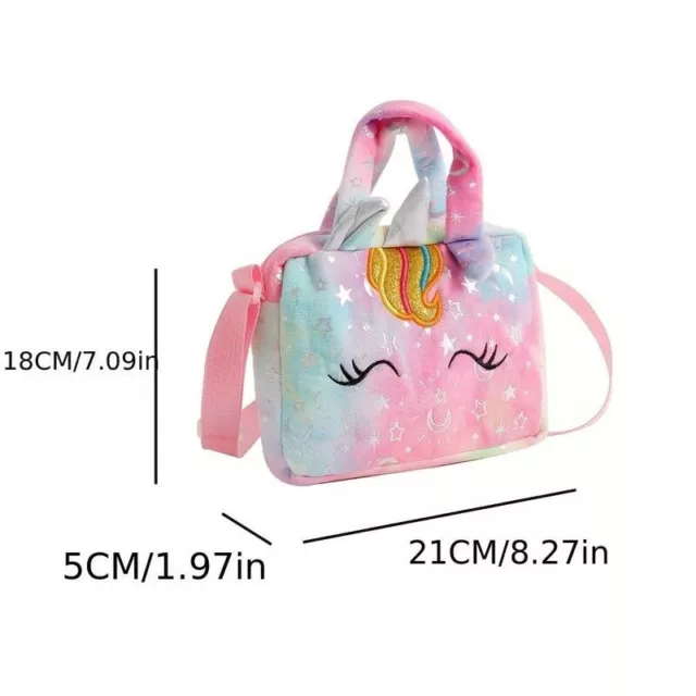 Pink Color Girls Cute Unicorn Corduroy Shoulder Bag Crossbody Bag Cute Animal