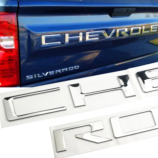 For 2019 - 2024 Chevrolet Silverado Chrome Tailgate Insert Letters 3D Raised