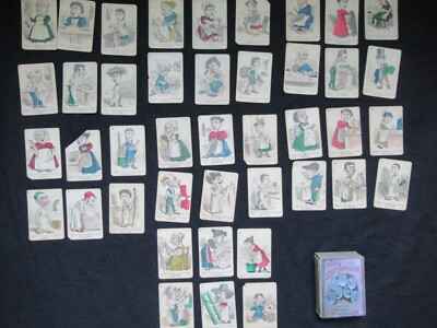 JEU DE CARTES Ancien des 7 Familles, Caricatures Les Métiers +/- 1910