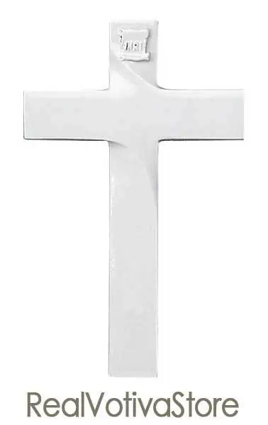 Croce semplice in bronzo - colore bianco