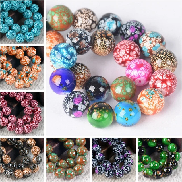 8mm 10mm Runden Glas Bunt Gemalt Lose Perlen für die Schmuckherstellung DIY