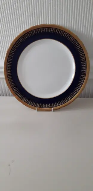 Aynsley Cobalt Blue Buckingham 10.5" Plate Gold Encrusted Scalloped Edge