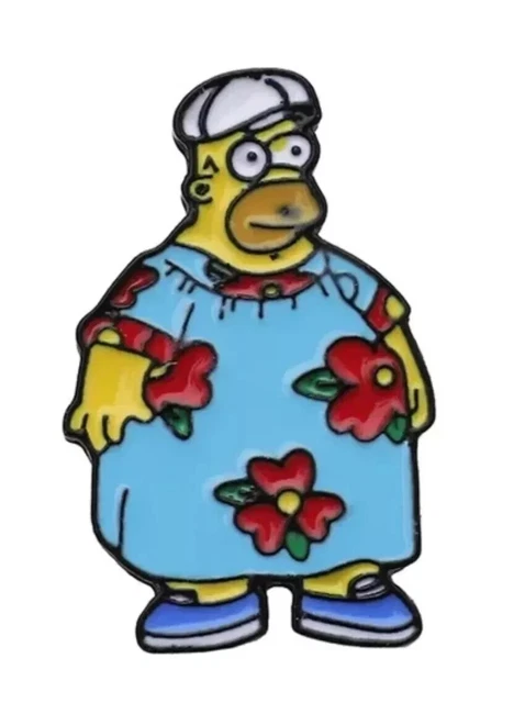 HOMER SIMPSON ENAMEL PIn Badge Brooch MuuMuu Hawaiian Flower Dress And  Disco Cap 6.39 - PicClick UK