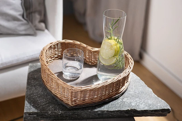 Salvare Set 2x Tablett " Cuore " Vassoio Legno 32 x 28 X 8 CM, Intrecciato