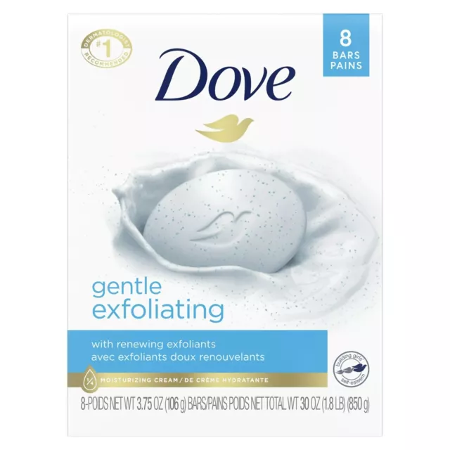 Dove Gentle Exfoliating With Renewing Exfoliants Beauty Bar, 3.75 Oz, 8 Count