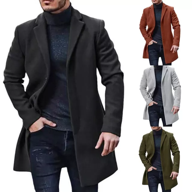 Trench-coat homme veste longue revers col vêtements d'extérieur cardigan gris