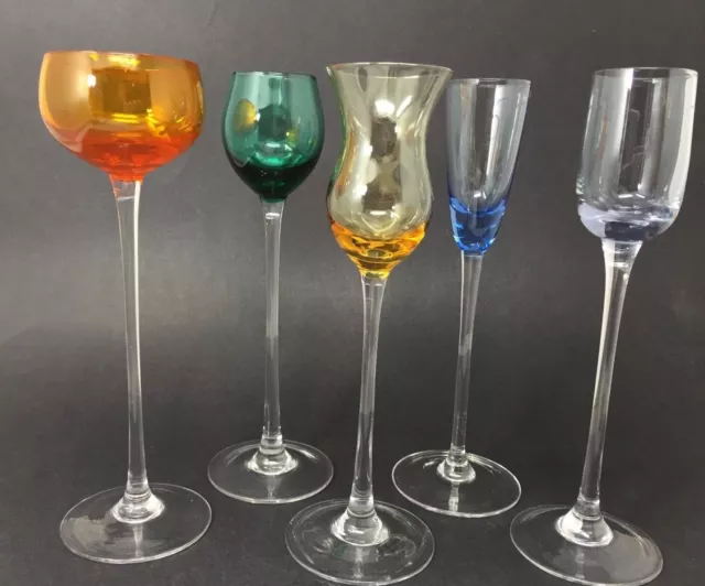 Glasses Barware 5 assorted Colors and shapes Stemware Cordial Liquor Sherry SHOT