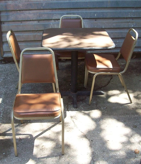 Restaurant Equipment 30" SQUARE TABLE TOP WITH CAST IRON BASE Dark Oak Top