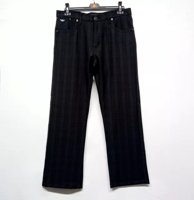 ARMANI Collezioni Check Dress Trousers Black Cotton W34 L31