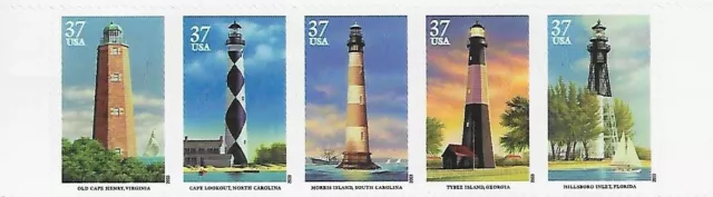 US Southeastern Lighthouses 37c Stamp Strip of 5 Scott #3787- 3791