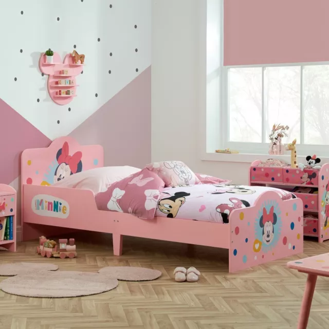 Disney Minnie Mouse Bed, Disney Minnie Mouse Wooden Kids Bed Frame - 3ft Single