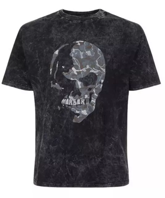 Marbek Medio Fractured Skull T-Shirt da Uomo Maglietta Acido Cotone Lavato