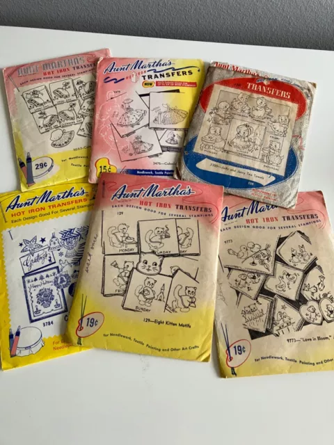 Vintage Aunt Martha's Hot Iron Transfers Lot of 5