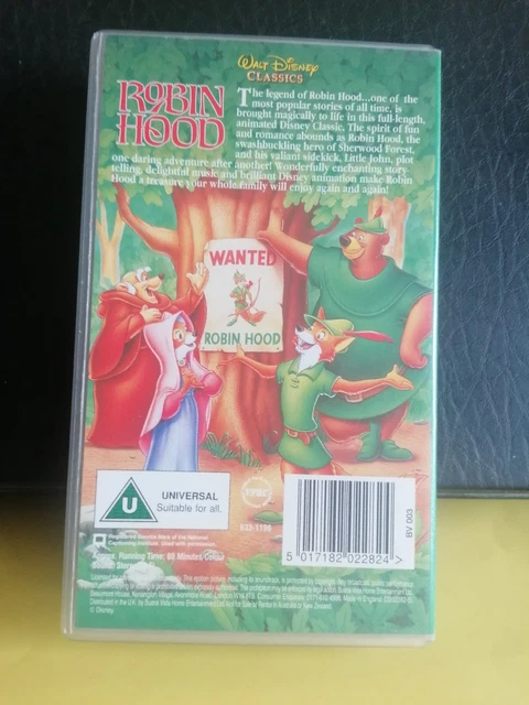 WALT DISNEY CLASSICS - Robin Hood - VHS Tape PAL - ( Fully Play Tested ...