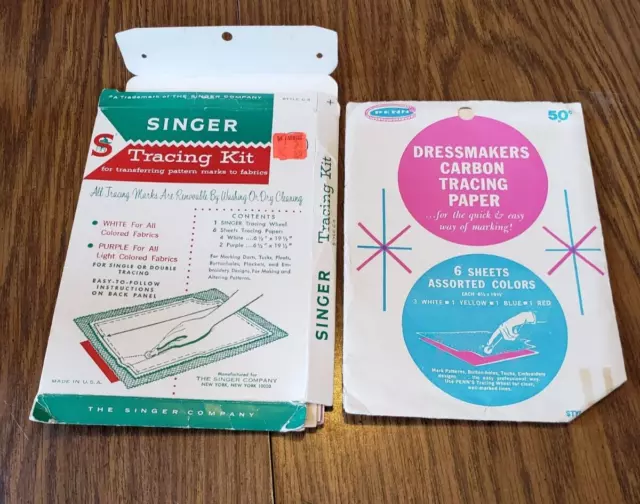 2 Packs Of Vintage Penn and Singer Dressmaker Tracing Paper Craft Supply