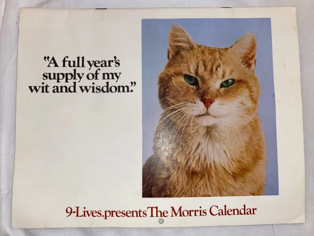 VINTAGE MORRIS THE CAT 9-LIVES Calendar 1978 Clean No Writing!