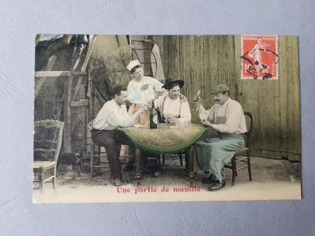 CPA / Carte postale ancienne - Jeu de cartes UNE PARTIE DE MANILLE