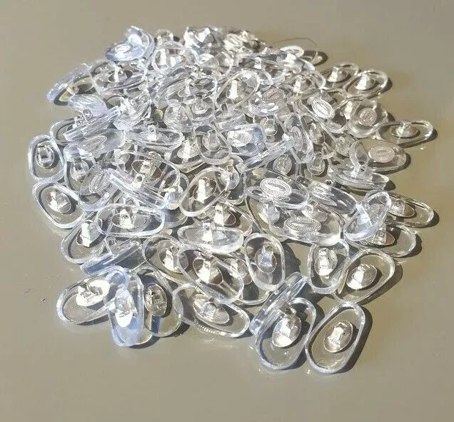 100 x 14mm Clear Soft Silicone PVC screw in nose piece pads  silver core glasses