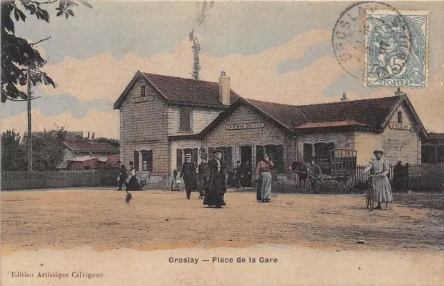 Cpa 95 Groslay Place De La Gare