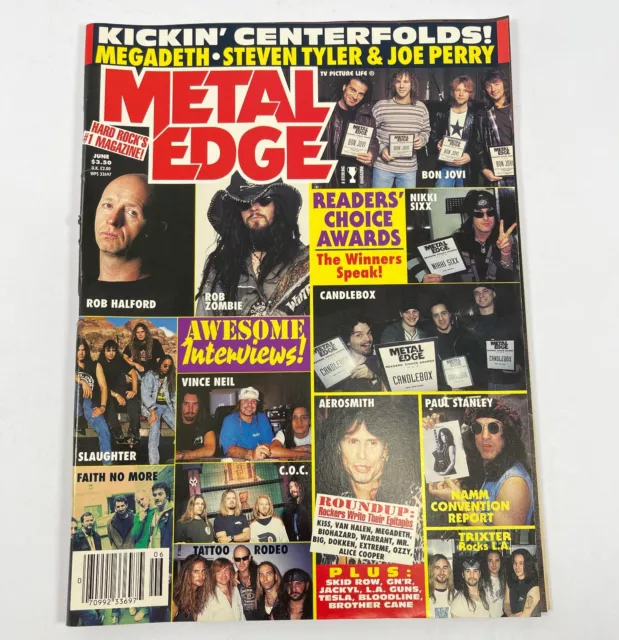 Metal Edge Rock Magazine June 1995 White Zombie Megadeth Slaughter Steven Tyler