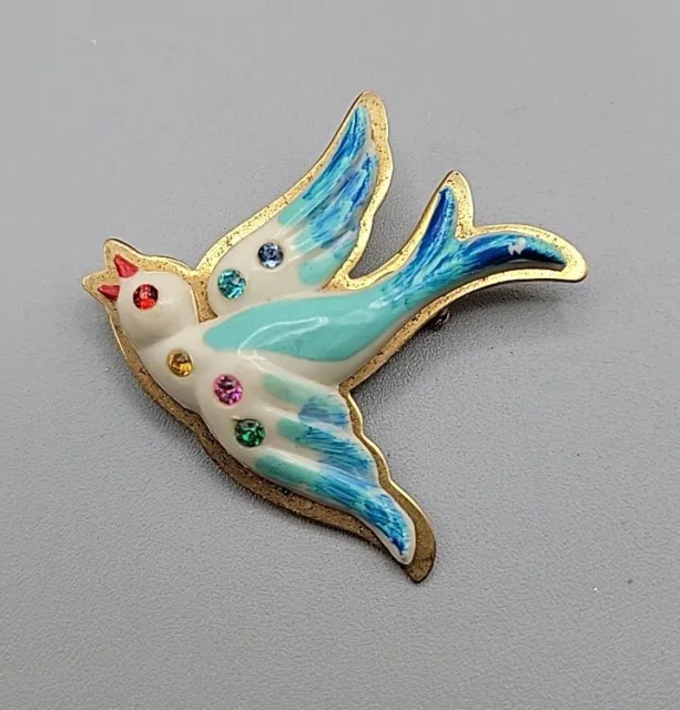 Antique Early 1900s French Celluloid and Brass Bird Brooch Rare Estate Find 2"