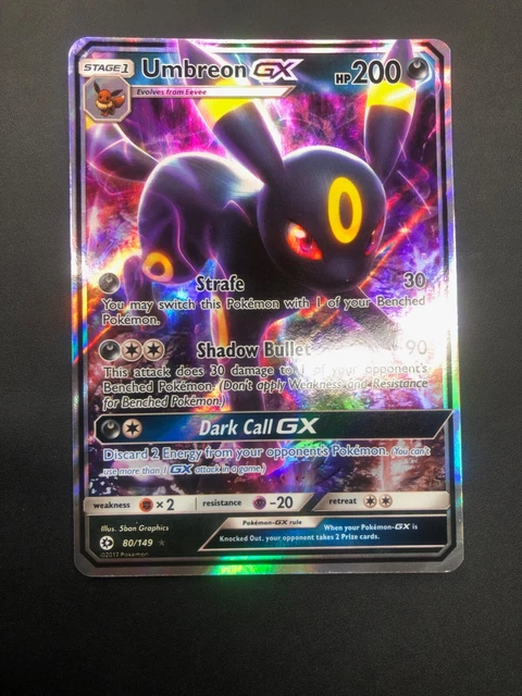 Umbreon GX 80/149 | Sonne & Mond Basis Set | Ultra seltener Holo | Pokémonkarte | Neuwertig