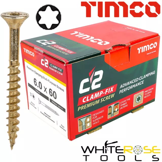 TIMCO Wood Screws Torx C2 Clamp Fix Premium Boxed Double Countersunk Yellow