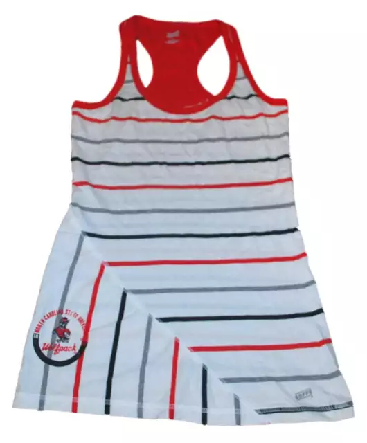 NC State Wolfpack The Cotton Exchange Women White Striped Racerback Tank Top (S)