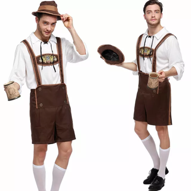 Mens Lederhosen Oktoberfest Costume Bavarian Beer Man Cosplay