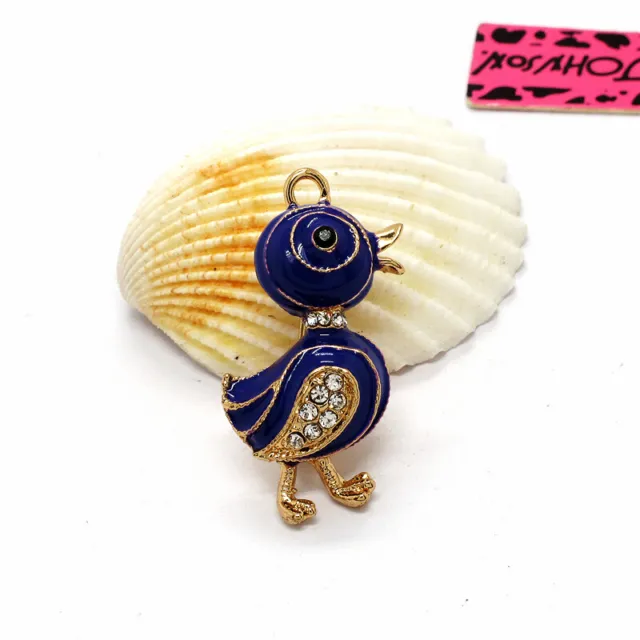 Hot Fashion Lady Purple Enamel Cute Little Duck Rhinestone Women Brooch Pin