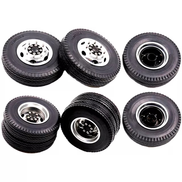 2* Aluminum alloy Front Rear Metal Tires Hubs Wheel for 1/14 Truck RC Model Car 2