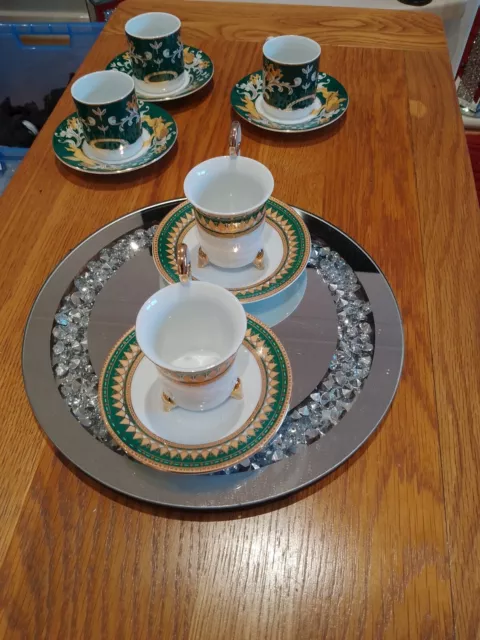 Oriental Design Teacups And Saucers X5 Never Been Used Beautiful Design On Each 3