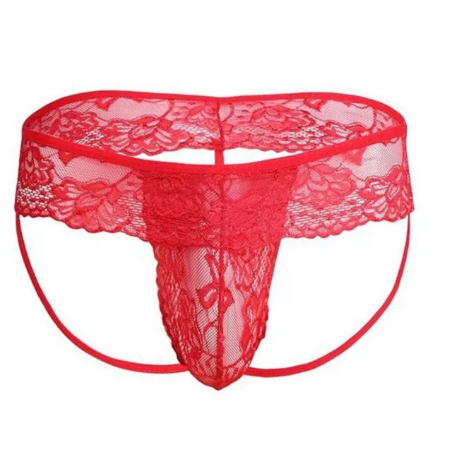 Sous-vêtements noir rouge blanc Sissy poche gay string slips noir rouge blanc S