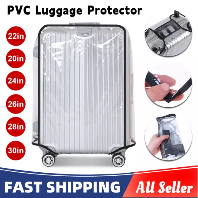 Transparent Waterproof PVC Travel Luggage Protector Suitcase Cover 20"-30" AU