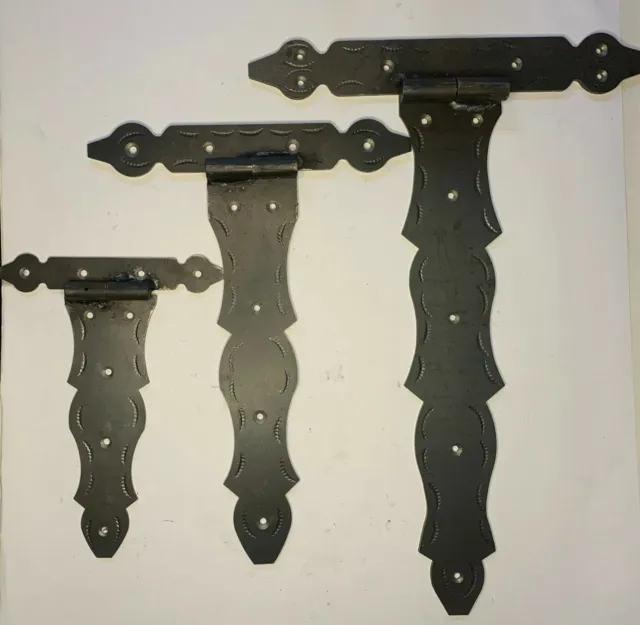 Pair Strong Black Wrought Iron Farm - Hand Forged Beeswax Cottage Door Hinge 2