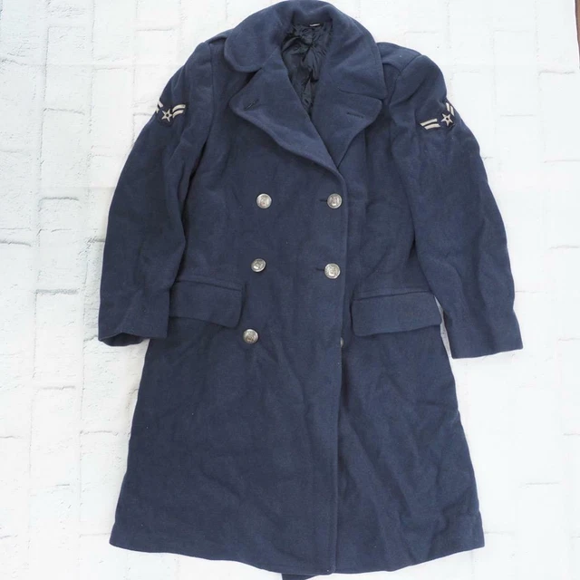 VINTAGE USAF AIR Force Pea Blue Wool Coat Trench coat Military 37R
