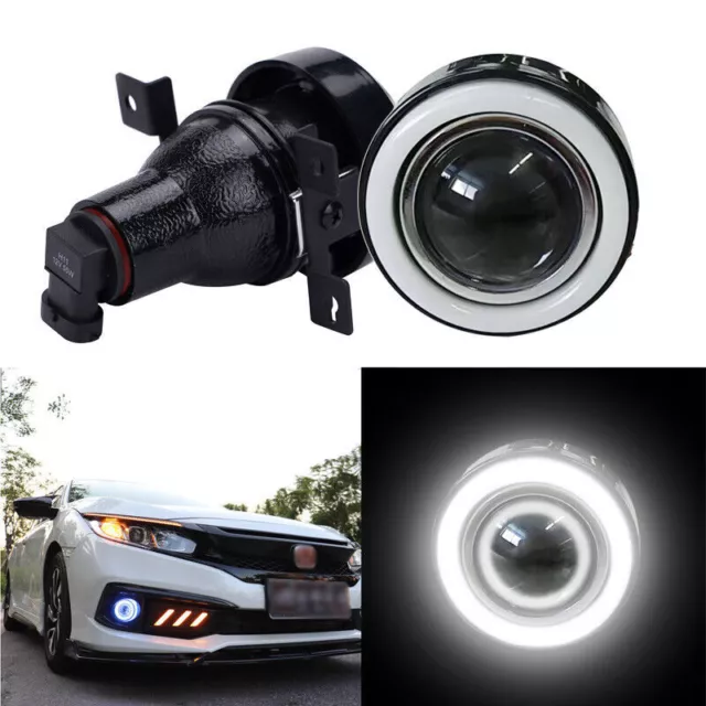 For 2016-2021 Honda Civic DRL White LED Halo Projector Fog Lights Lamp Angel Eye