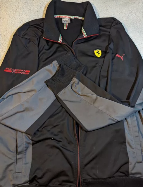 Puma Scuderia Ferrari Track Jacket Mens Size XXL Black/Grey Full Zip Racing