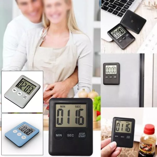 Practical Thin Digital Timer Clock Reminder with Magnet for Kitchen Bathroom