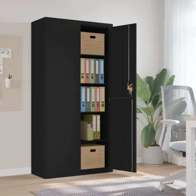 File Cabinet Black 90x40x180 cm Steel