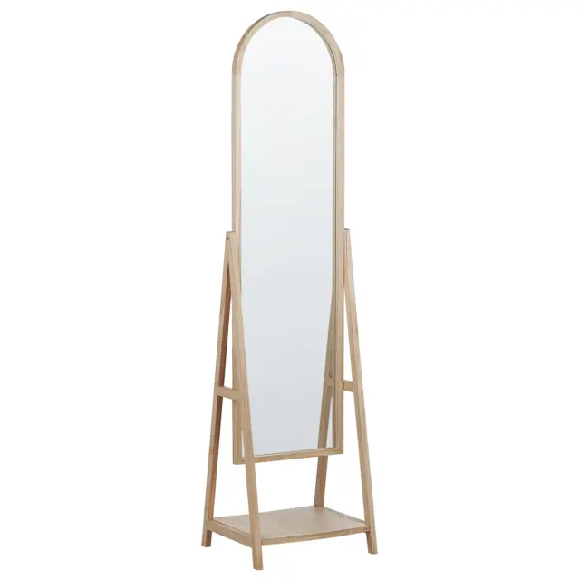 Miroir sur Pied 43 x 170 cm avec Étagère Inférieure Cadre en Bois clair Chambery