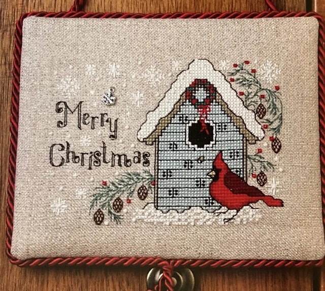 Merry Christmas Knob Knocker Cross Stitch Kit Kk-8 NIP Vtg. Cardinal Birdhouse