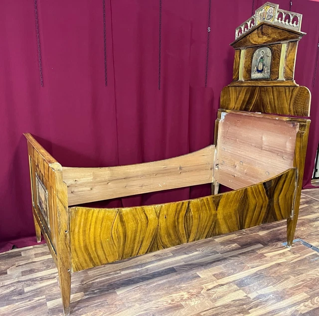 Irschenberger Bett Bettgestell Antik Um 1820 Holz Handbemalt Heiligen Bilder