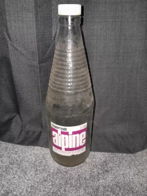 Alpine Soft Drinks Pops Glass Bottle Vintage Retro 1980s Maxi Pops Raspberryade