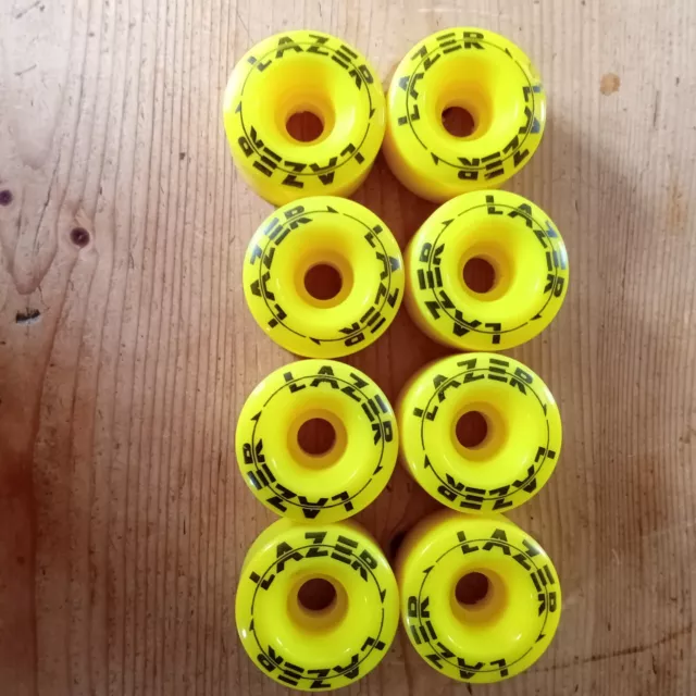 Retro Yellow Lazer Roller Skate Wheels Set of 8. New. Fit Bauer, Roces, Ventro