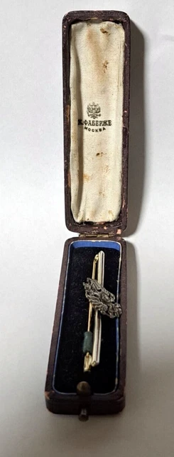 FABERGE Antique Imperial Russian Gold Brooch Tie Pin with Diamond stone, 56 gold FABERGE Antique Imperial Russian Gold Brooch Tie Pin with Diamond stone, 56 gold