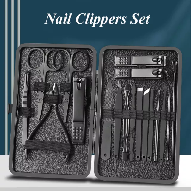 17PCS Pedicure/Manicure Set Cutters Nail Clippers Cleaner Cuticle Grooming Kit