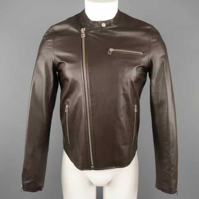 SHIPLEY and HALMOS S Brown Leather Motocycle  Biker Jacket