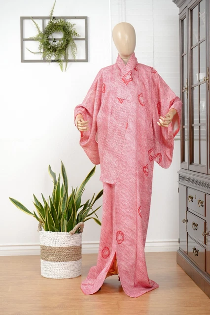 Dear Vanilla Japanese Silk Kimono Women's Robe Gown Authentic Japan Vintage Mint