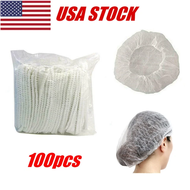 100pcs Disposable Hair Net Bouffant Cap Non Woven Head Cover for Kitchen Medical